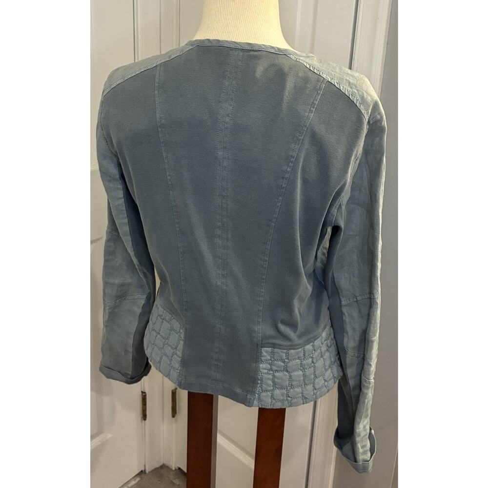 Sandwich Women’s Blue 100% Linen Moto Jacket - Size 40 (US 8/M) Quilted Detail - Picture 4 of 9